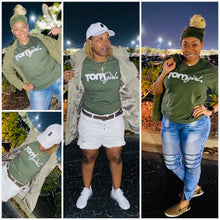 Load image into Gallery viewer, OLIVE GREEN AND WHITE  WORD LOGO “TEE”
