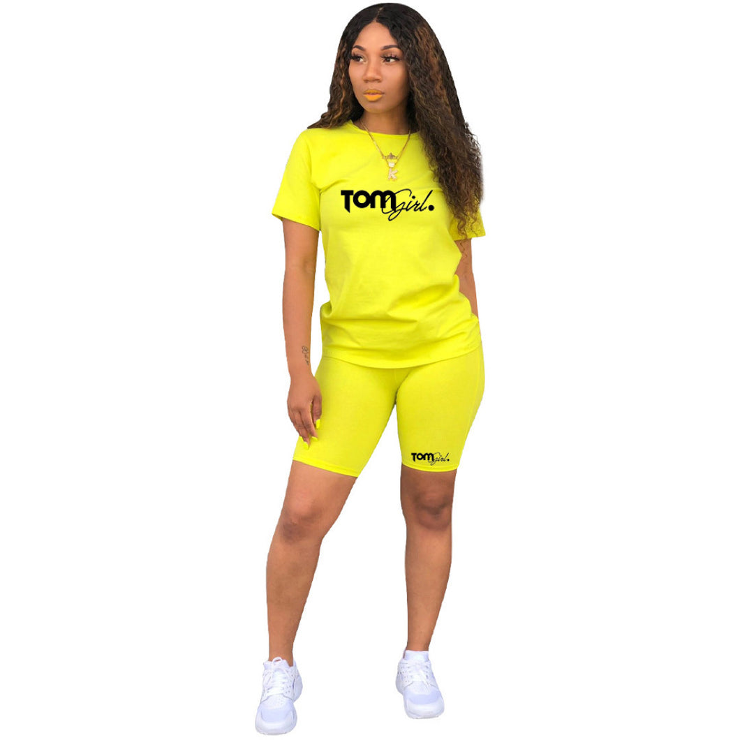 YELLOW AND BLACK SHORT SET